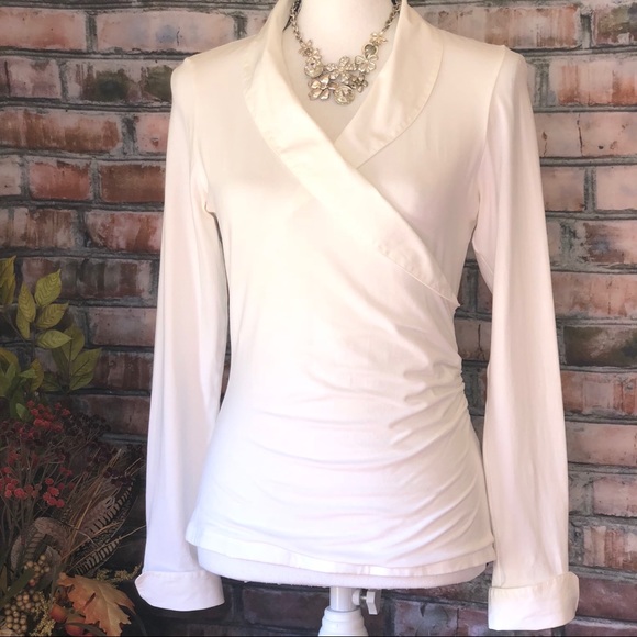 Anne Fontaine Tops - ANNE FONTAINE V NECK SHAWL COLLAR SIZE 40